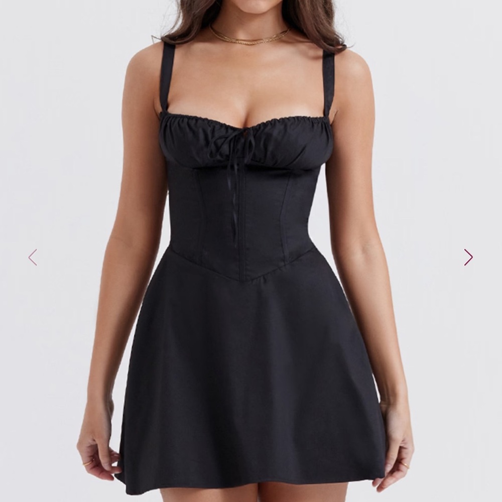 House of CB Black Corset Mini Dress with Spaghetti Straps